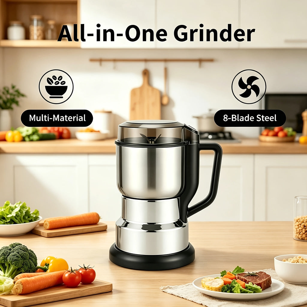 Electric Coffee Grinder 300W 25000RPM ¨C 8-Blade Stainless Steel Spice & Grain Mill for Coffee Beans, Nuts, Spices | Home, Cafe & Camping