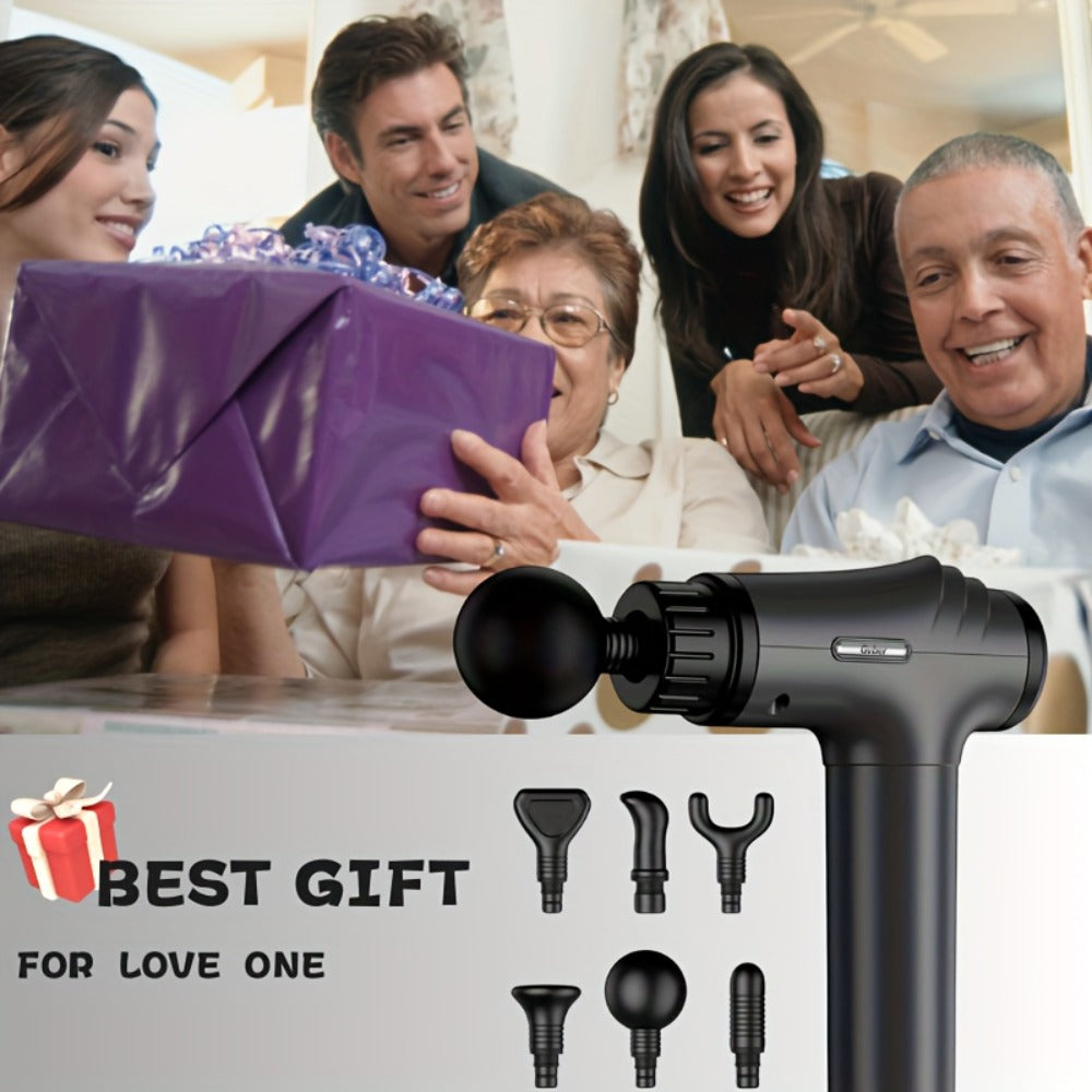 Massage Gun Deep Tissue - GVBER 6-Head Handheld Muscle Massager for Body Pain Relief, Relaxation & Recovery - Gift for Women Men