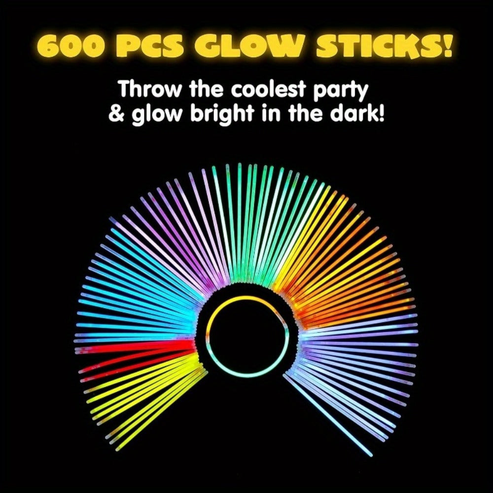 Glow Sticks Bulk 300 Pack 8 Inch Glow in the Dark Party Favors with Bracelet Connectors 7 Colors 6-Hour Glow for Halloween Christmas New Year Easter Birthday Pool Party Neon Party Supplies