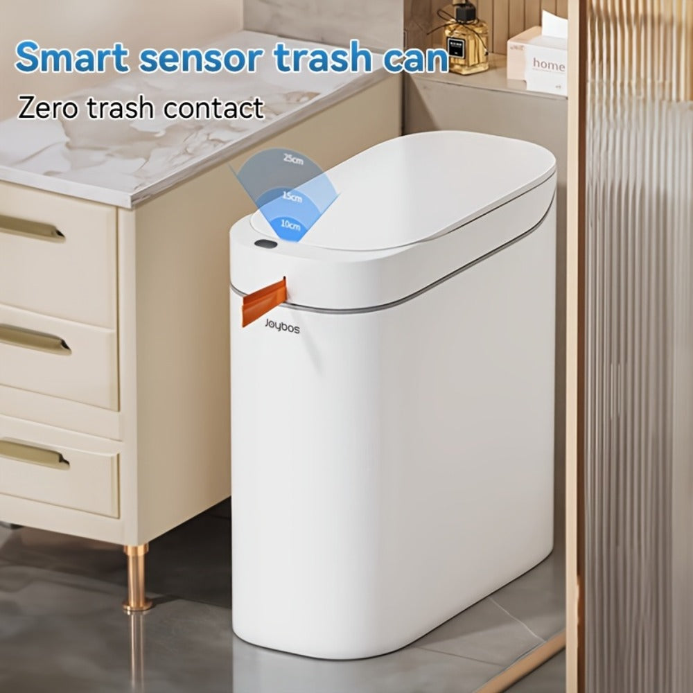 Automatic Sensor Trash Can Self-Emptying 3.8 Gallon with Drawstring Bags - Hands Free Infrared Smart Waste Bin for Bathroom Kitchen Bedroom Office Dorm Room