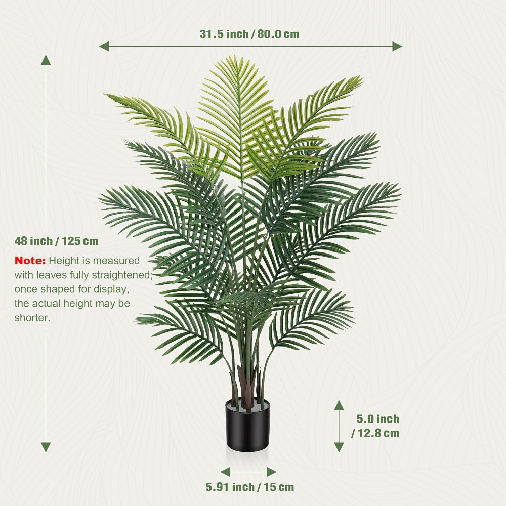 Artificial Palm Tree Fake Indoor Plant ¨C 4/5/6FT Faux Tropical Areca Palm with Realistic Leaves, Planter Options, for Living Room Bedroom Office Patio Home Decor