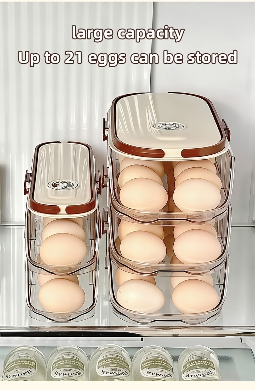 Egg Organizer for Refrigerator, Multi-Layer Auto-Rolling Egg Rack with Large Capacity ¨C Space-Saving Egg Storage Dispenser for Fridge, Cabinet & Countertop, Ideal for Busy Families