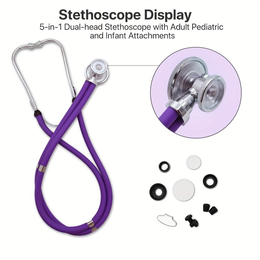 Aneroid Sphygmomanometer & Stethoscope 2-in-1 Set - Manual Blood Pressure Monitor with Nylon Cuff, Fixing Clip, Stethoscope, Portable Case & Accessories, Emergency BP Kit for Medical & Home Use