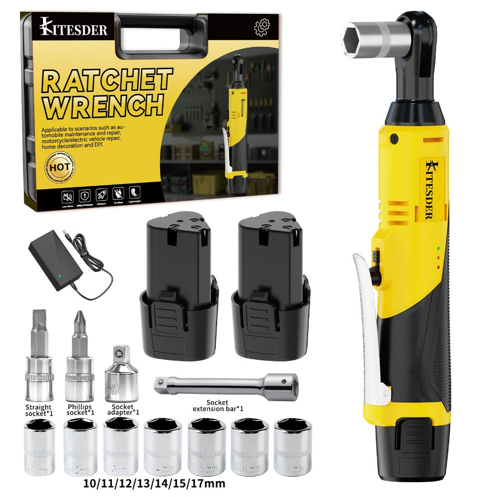 12V Electric Ratchet Wrench Set 400 RPM | 3/8¡± Cordless Power Ratchet Tool Kit with Variable Speed, 7 Sockets, 2.0Ah Lithium Battery & Fast Charger ¨C Pipeline & Auto Repair