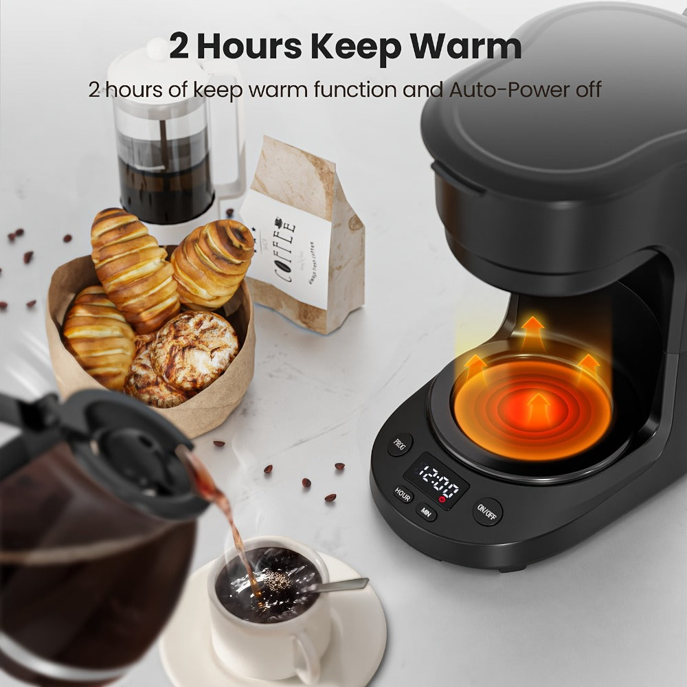 5-Cup Drip Coffee Maker with Coffee Pot, Auto Shut-Off, Anti-Drip & Dry Boil Protection, 25.36oz Water Tank, Compact Small Coffee Machine for Home & Office, Black