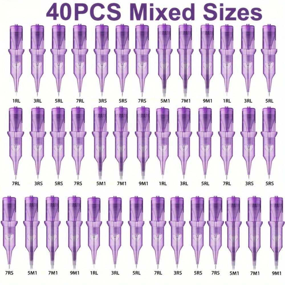 Disposable Tattoo Needles Mixed Size Sterilized RL RS M1 0.35mm ¨C Safety Tattoo Needle Set for Tattoo Artists and Beginners, Body Art Supplies 30 40 100 Piece Bulk Pack