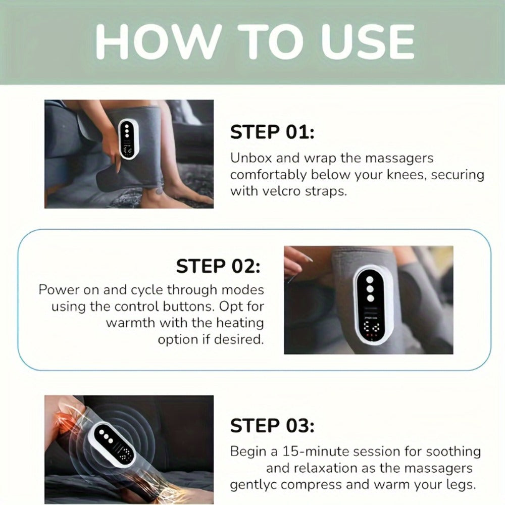 Air Compression Leg Massager ¨C Cordless Calf & Foot Massager with 3 Intensity Levels for Legs, Thighs, Knees & Feet | Circulation Booster, Holiday Gift for Women & Men