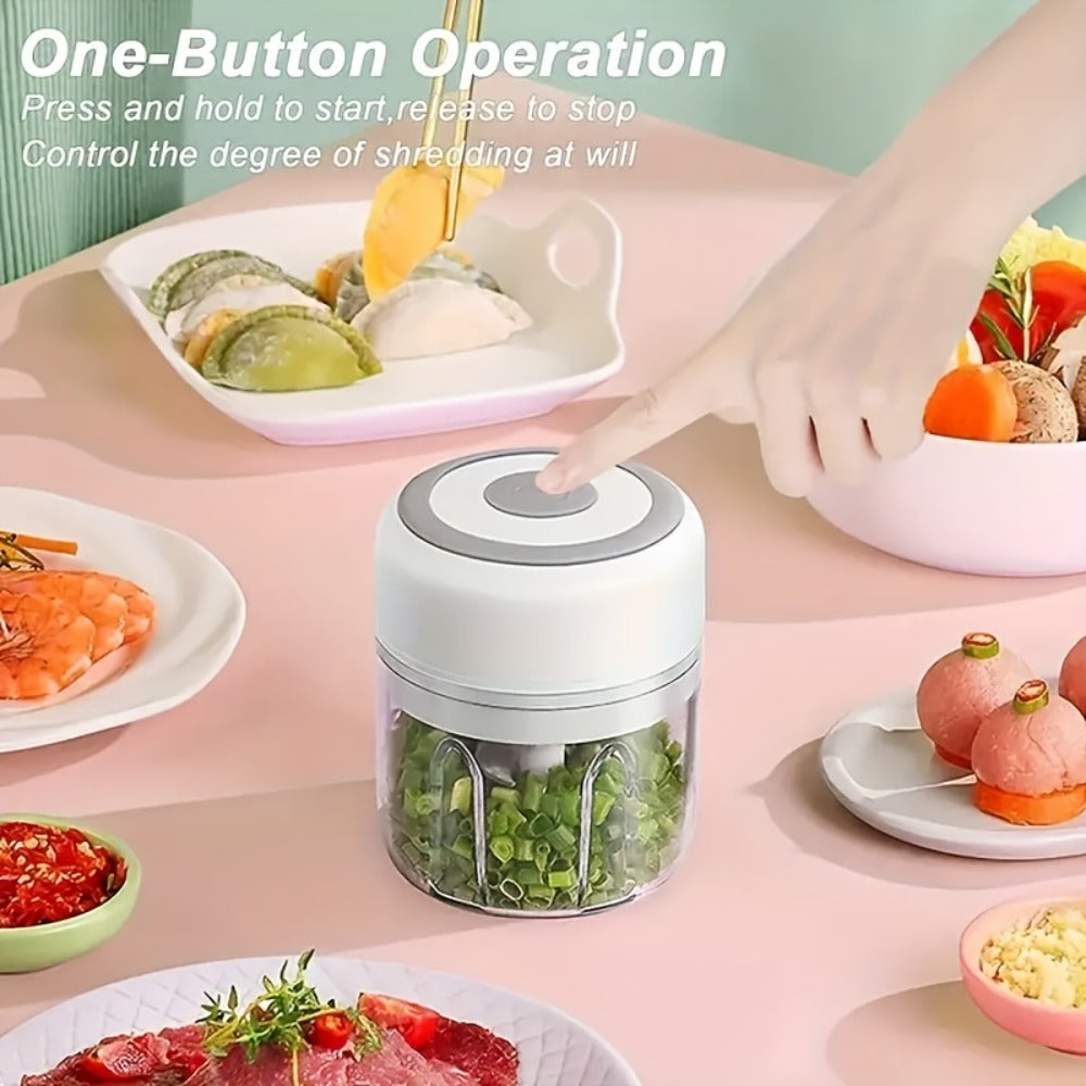 Electric Garlic Chopper & Mini Food Processor ¨C Rechargeable USB Portable Garlic Mincer with 2-Cup Container | Multi-Function Meat Grinder Vegetable Chopper Kitchen Gadget for Garlic Onion Ginger