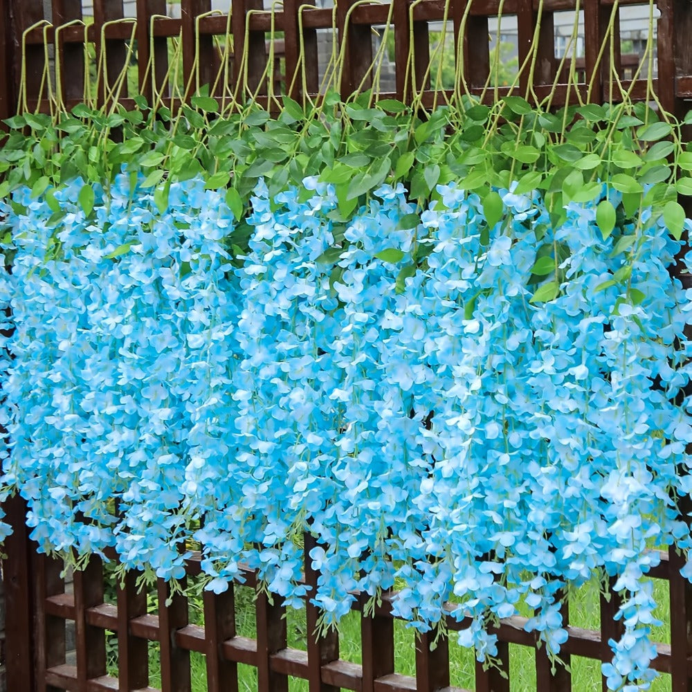 Artificial Wisteria Hanging Flowers 24 Pack - 3.6 Ft Fake Silk Wisteria Vine Garland for Wedding Arch, Garden, Wall & Party Decoration, Available in White, Pink, Blue, Purple & Light Pink