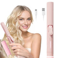 Mini Cordless Curling Iron Portable Ceramic Hair Curler USB Rechargeable 4-Temperature Settings Travel Hair Styling Tool for Curling and Straightening Gift for Women Mom Pink
