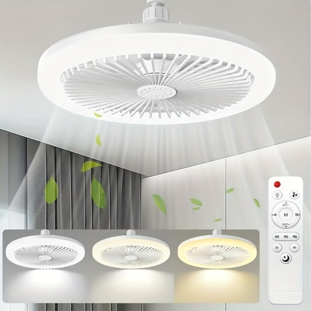 Ceiling Fan Light with Remote Control 3-Speed 3-Color Dimmable LED E26 Base 3000-6500K Adjustable Direction Timer Night Light Function for Bedroom Living Room