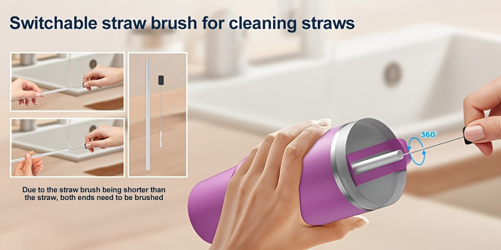 Electric Cup Scrubber Bottle Brush Cleaner ¨C 2-Speed IPX6 Waterproof, Type-C Rechargeable, Deep Cleans 40oz Mugs, Tumblers & Hydration Bottles, Long Straw Brush Included, Wall Mount Storage, Kitchen Cleaning Tool