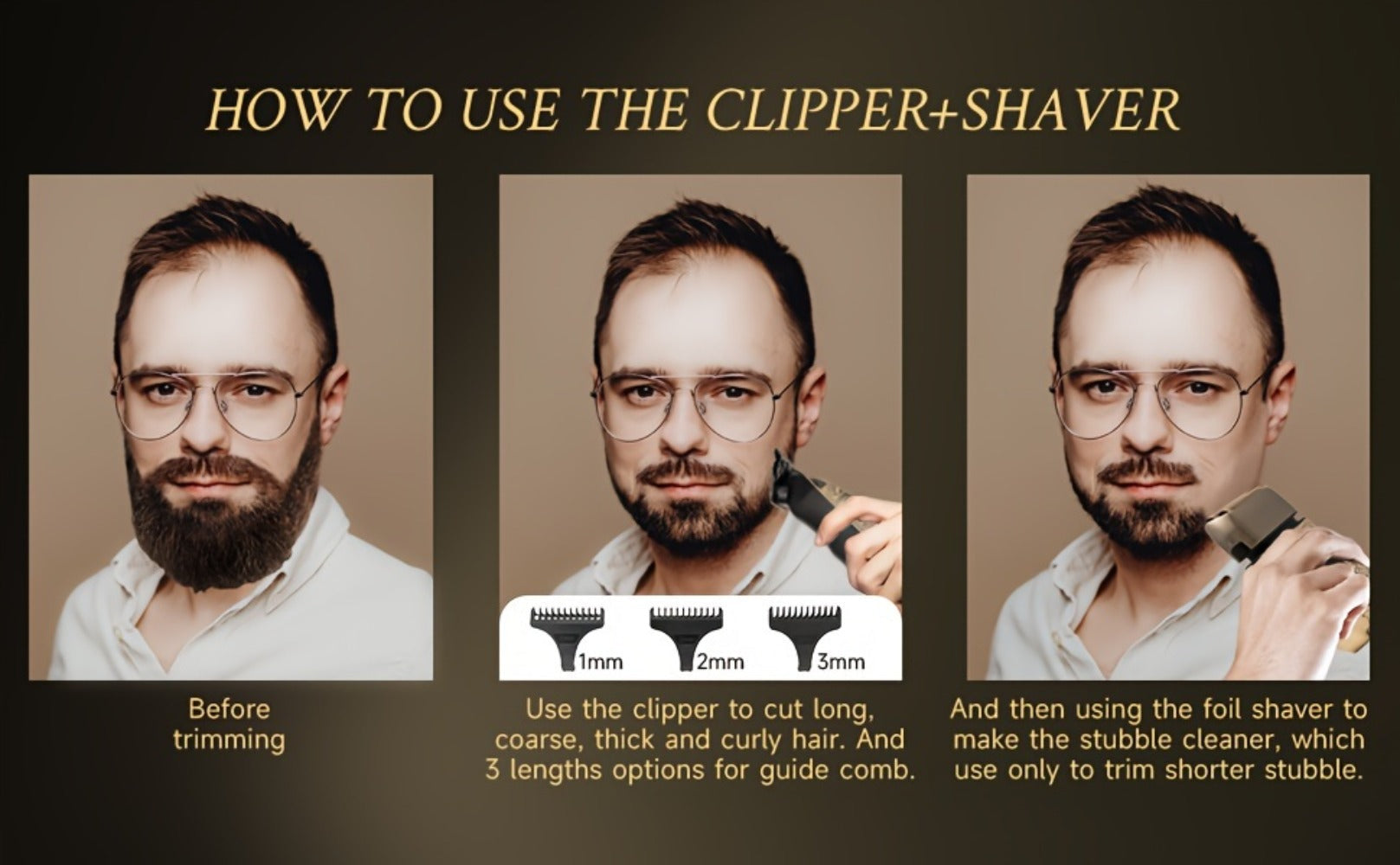 Foil Shaver for Men 2-in-1 Hair Clipper & Beard Trimmer Grooming Kit - Cordless Rechargeable Electric Razor for Face Mustache Bald Head, Shaver and Clipper Set, Gift for Father Husband Boyfriend