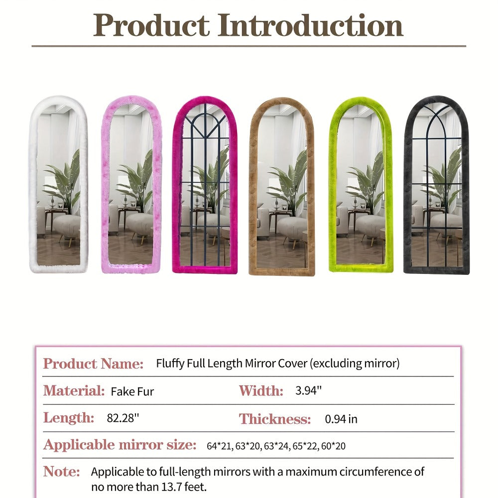 Full Length Floor Mirror Cover Fluffy Stretchable 64¡±x21¡± - Soft Non-Slip Irregular Shape Bedroom Dressing Room Mirror Sleeve 6 Colors