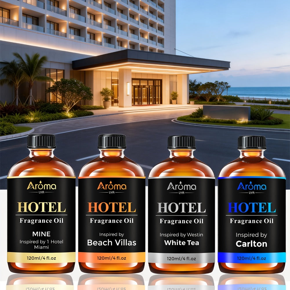 Hotel Fragrance Essential Oil 4oz/120ml ¨C Luxury Scent for Diffuser, Humidifier, Candles & Perfume | White Tea, CapriBreeze, MINE, Beach Villas, R-C Hotel