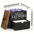 Dryer Sheet Holder with Drawer & Lid | Farmhouse Wood Laundry Pod Dispenser | Wall Mount or Countertop Organizer for Laundry Room Storage, Black & White