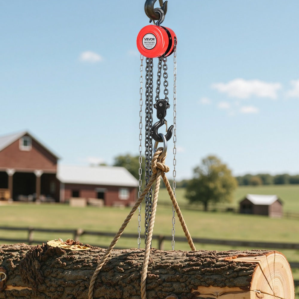 Hand Chain Hoist 2200 lb / 4400 lb Manual Chain Block with G70 Chain ¨C 8 ft / 10 ft / 20 ft Lift Height, 360¡ã Rotating Hooks, Security Brake, for Garage, Construction & Warehouse Lifting