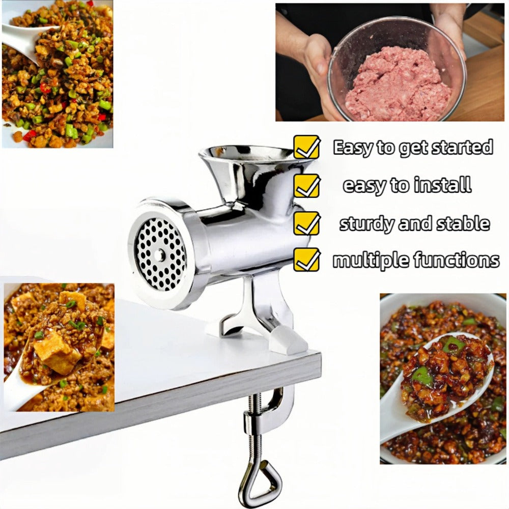 Manual Meat Grinder with Table Clamp Heavy Duty Stainless Steel Hand Crank Food Processor for Grinding Meat Vegetables & Spices ¨C No Electricity Required