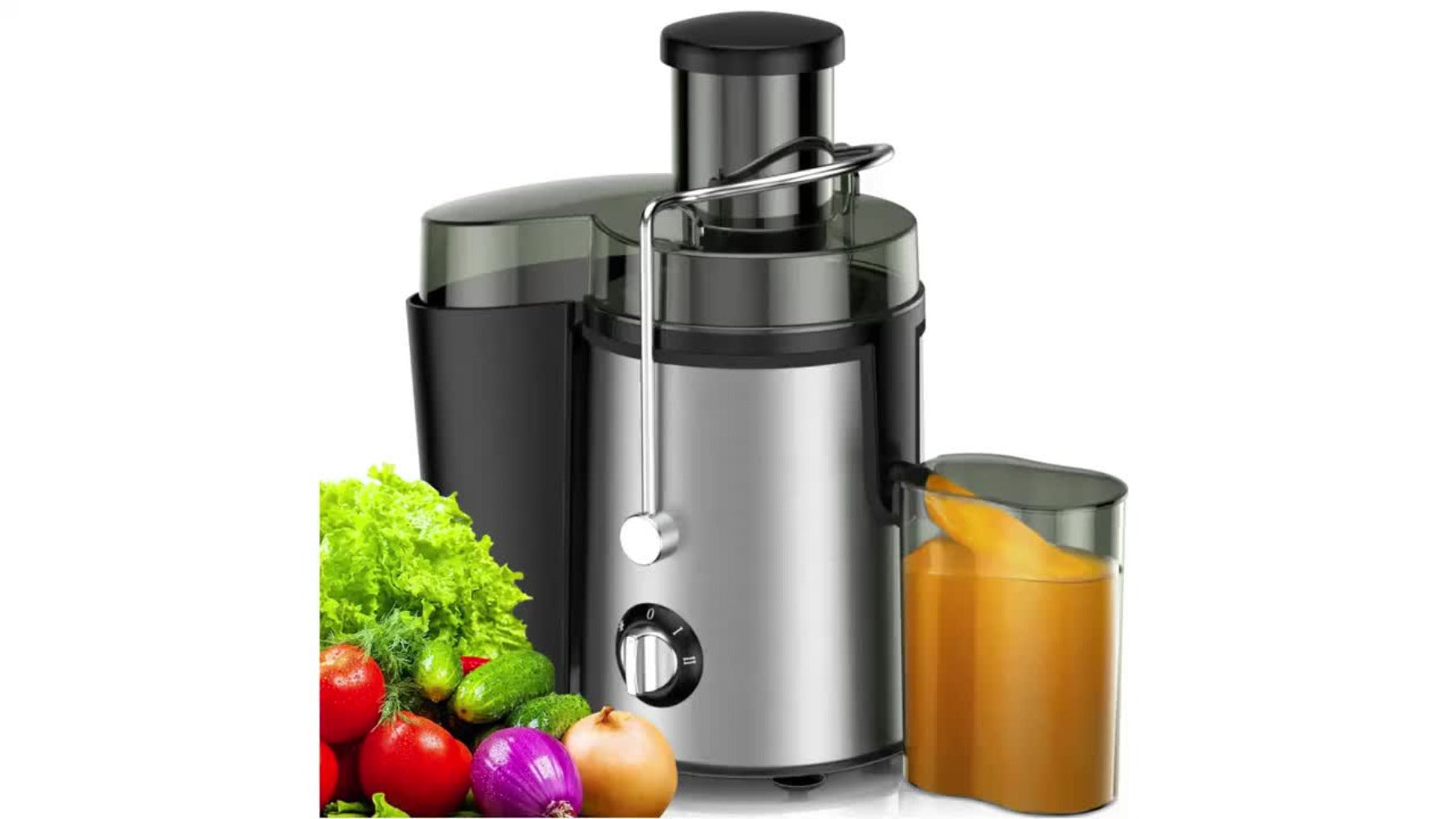 Juicer Machine Wide Mouth Juice Extractor Blender Food Processor 3-Speed Settings Easy Clean One-Touch Operation Multi-function with Detachable Parts for Vegetables Fruits
