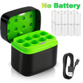 AA AAA Battery Charger Smart Hybrid Charger for NiMH and Li-ion Rechargeable Batteries with Integrated Storage Box Compatible with AA AAA Batteries Battery Not Included