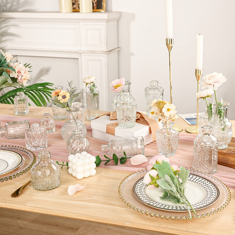 Glass Bud Vases Set of 64 Small Clear Flower Vases for Centerpieces Wedding Table Decor Rustic Vintage Home Decoration Multi-Size Mini Vase Bulk Set
