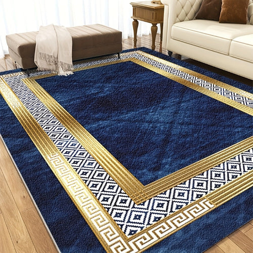 Area Rug Luxury Imitation Cashmere Machine Washable Non-Slip Plaid Checkered for Living Room Bedroom Dining Room Home Office Outdoor Camping