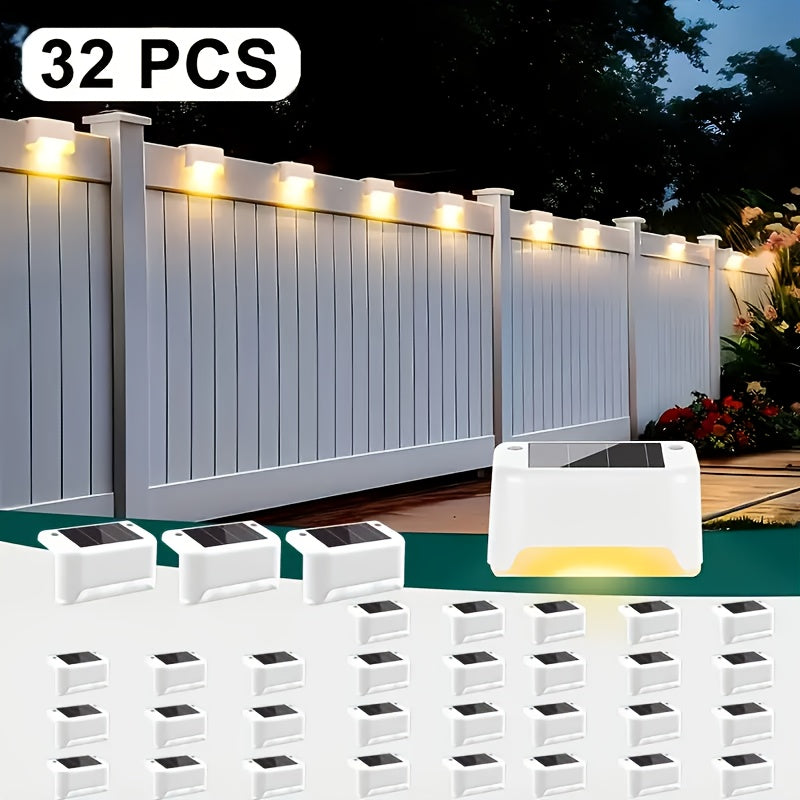 Solar Powered LED Deck Lights ¨C Auto On/Off Outdoor Step Lights for Stairs, Fence, Pathway & Patio, 12-Hour Continuous Lighting, Weatherproof Solar Stair Lights for Garden, Yard & Commercial Use