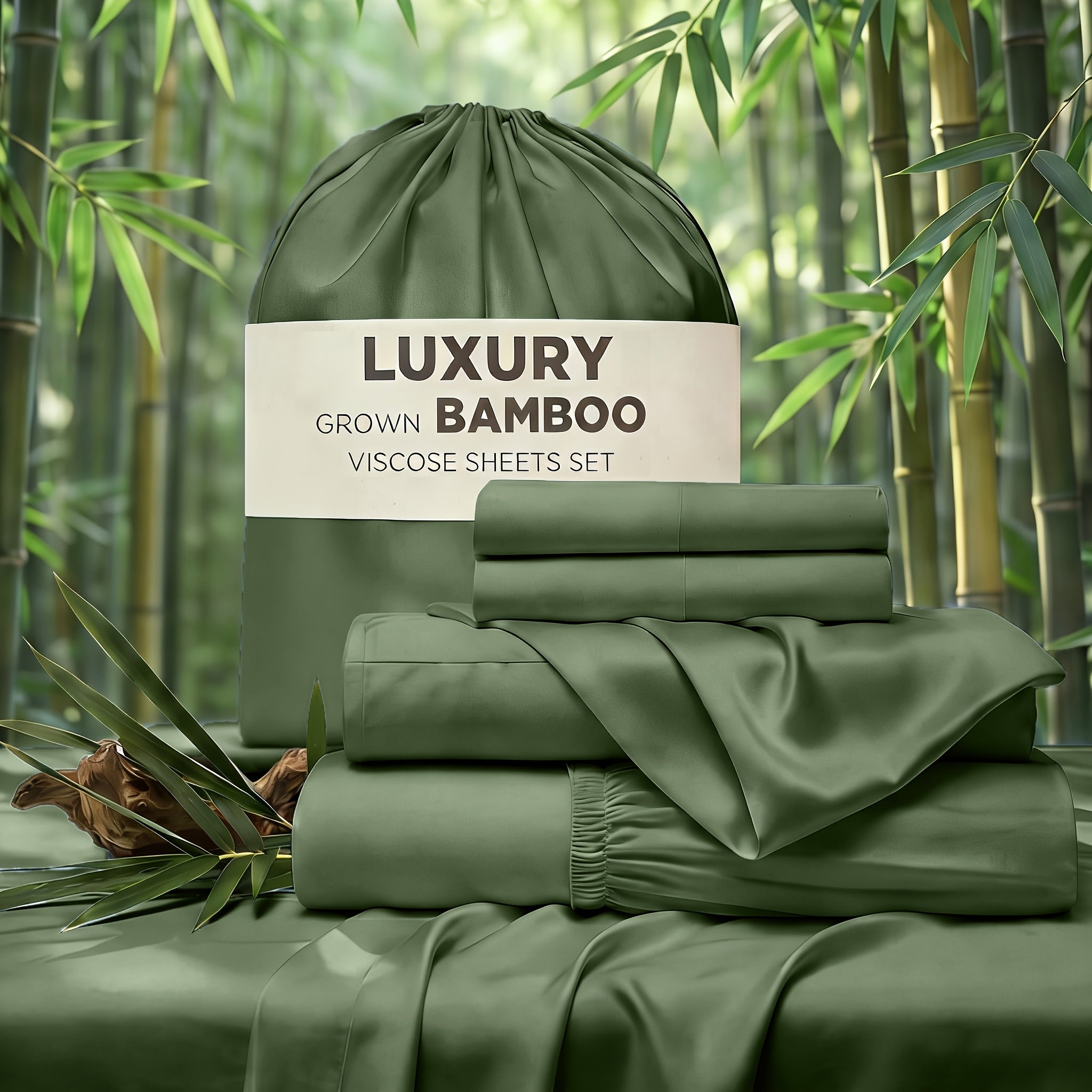 Cooling Bed Sheet Set 4 Piece Bamboo Rayon Deep Pocket Twin Full Queen King Extra Soft Wrinkle Fade Stain Resistant Hotel Luxury Pillowcase Bedroom Decor