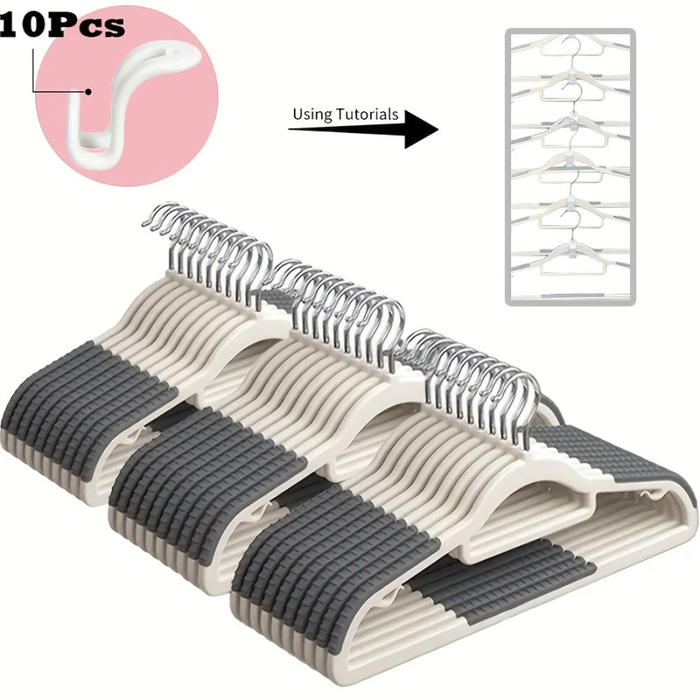 Non-Slip Clothes Hangers 50 Pack with 8 Clasps - Heavy Duty Space Saving Velvet Shoulder Strips Wardrobe Hangers for Shirts, Pants, Coats, Scarves, Wet Dry Use, Closet Organizer