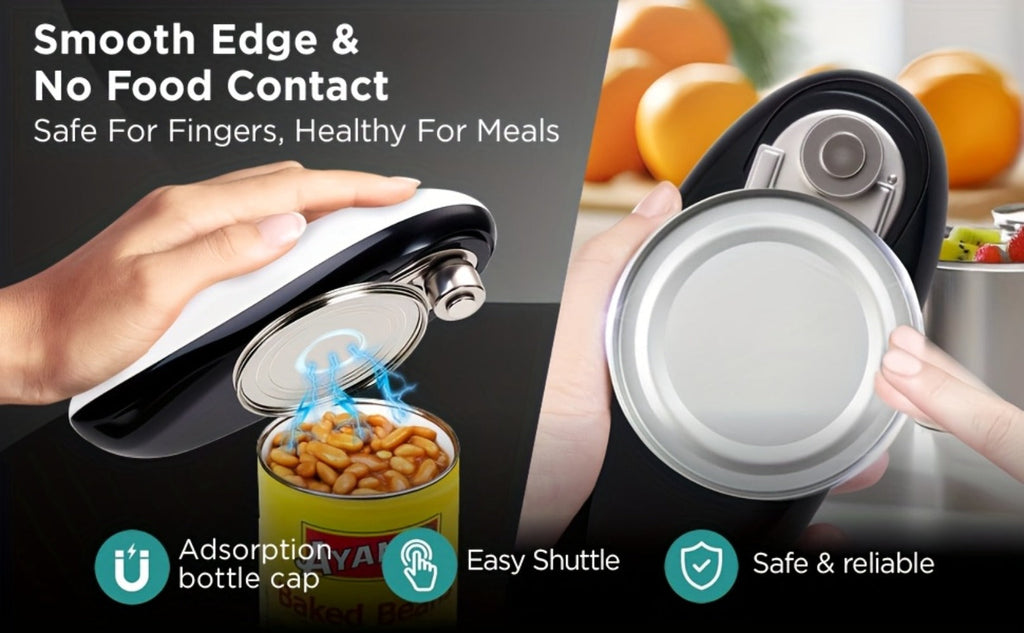 Electric Can Opener One Touch ¨C Automatic 360¡ã Rotation for All Can Sizes, Smooth Safe Edge, Battery Operated, Ideal for Seniors & Arthritic Hands, Kitchen Gadget