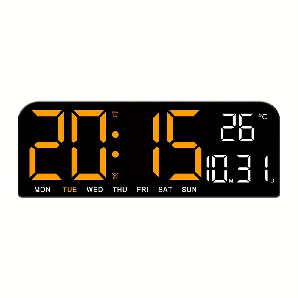LED Alarm Clock Large Screen - Digital Clock with Temperature Humidity Week Display, Bedroom Living Room Office Desk Clock