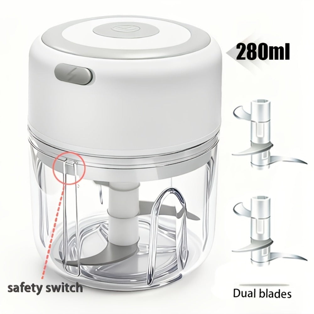 Mini Food Processor USB Rechargeable Electric Chopper 9.47oz ¨C Portable Wireless Meat Grinder & Blender for Garlic, Vegetables, Fruit, Ginger & Chili, Compact Kitchen Tool for Home Office Travel