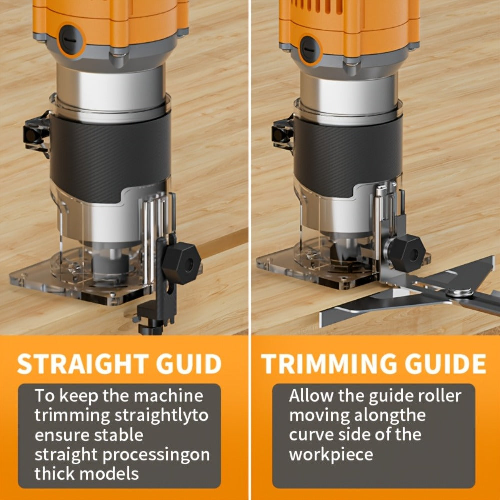 Wood Router Edge Trimmer 800W 6.1Amp Compact Hand Router Tool 35000RPM with Variable Speed, 1/4¡± Collet, Router Bit Set for Woodworking Slotting Carving Edge Treatment DIY Projects