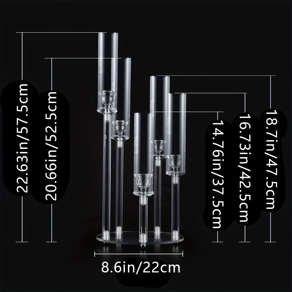 Acrylic Candelabra Candle Holder ¨C Clear Crystal 5-Arm & 6-Arm Taper Candlestick Holders for Wedding Centerpiece, Dining Table, Party & Anniversary Decor