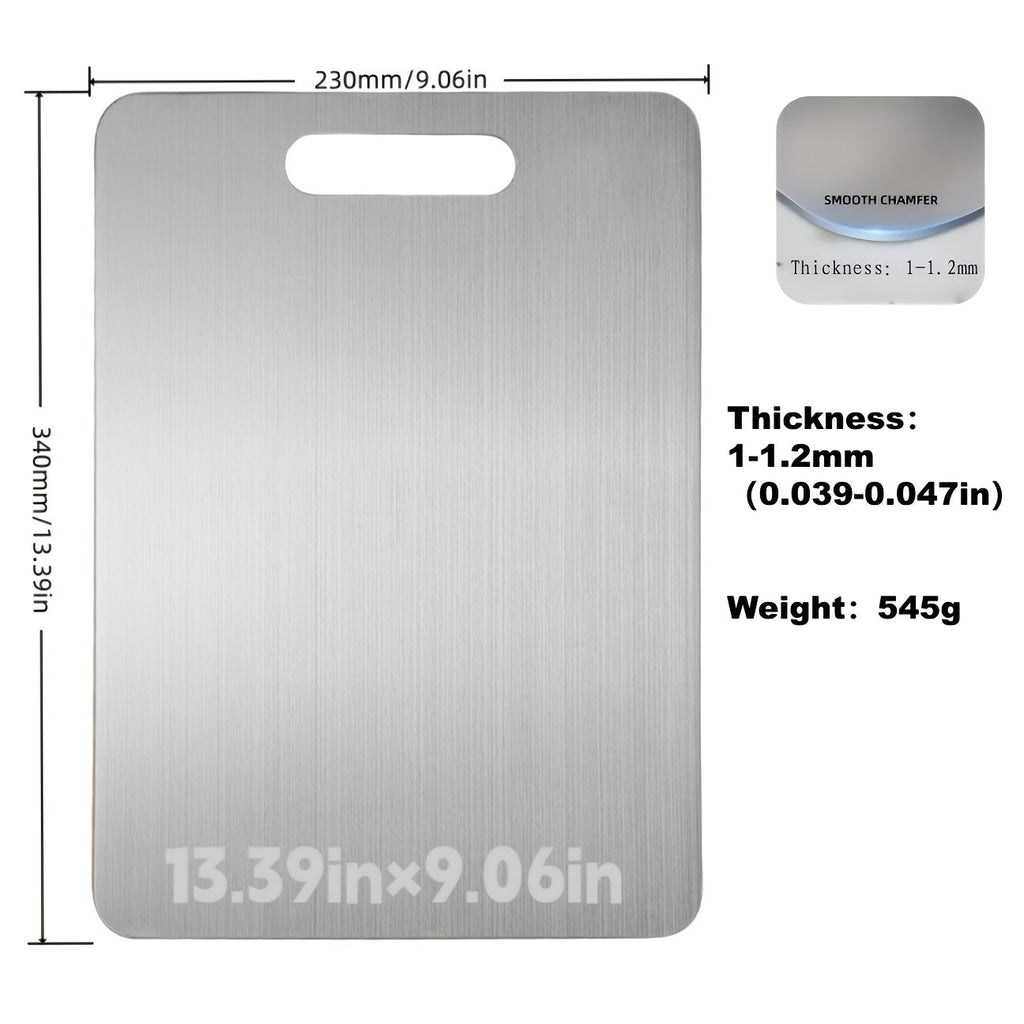 Stainless Steel Cutting Board Food Grade 304 Easy Clean, Space-Saving Flat Chopping Board for Kitchen Home Commercial Use, Rust-Resistant Hygienic Non-Porous Prep Board, 1 or 2-Pack