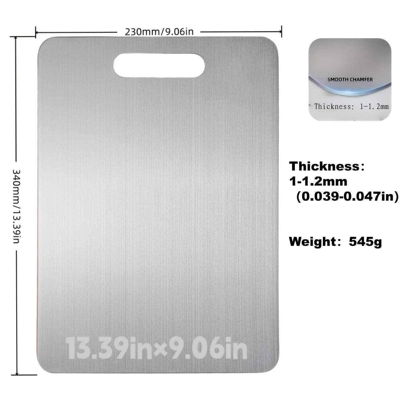 Stainless Steel Cutting Board Food Grade 304 Easy Clean, Space-Saving Flat Chopping Board for Kitchen Home Commercial Use, Rust-Resistant Hygienic Non-Porous Prep Board, 1 or 2-Pack