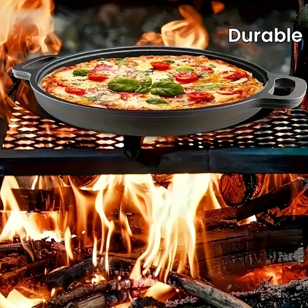 Cast Iron Skillet Non-Stick Pan for Pizza BBQ Pancakes - Heavy Duty Pre-Seasoned Cast Iron Pan Compatible with Gas Electric Induction Stovetops Oven Campfire - Home Kitchen Outdoor Cooking