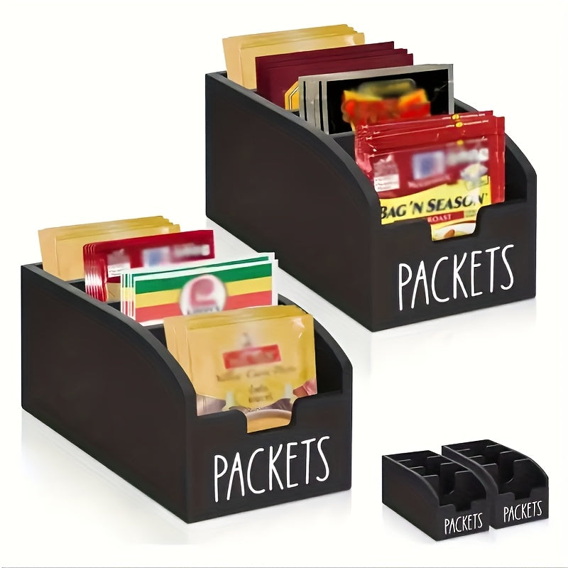 Wooden Spice Rack Organizer with Compartments Rustic Vintage Kitchen Countertop Storage Box for Seasoning Bags Tea Bags Coffee Snacks Space-Saving Display Rack Home Decor Black Brown 1pc or 2pcs