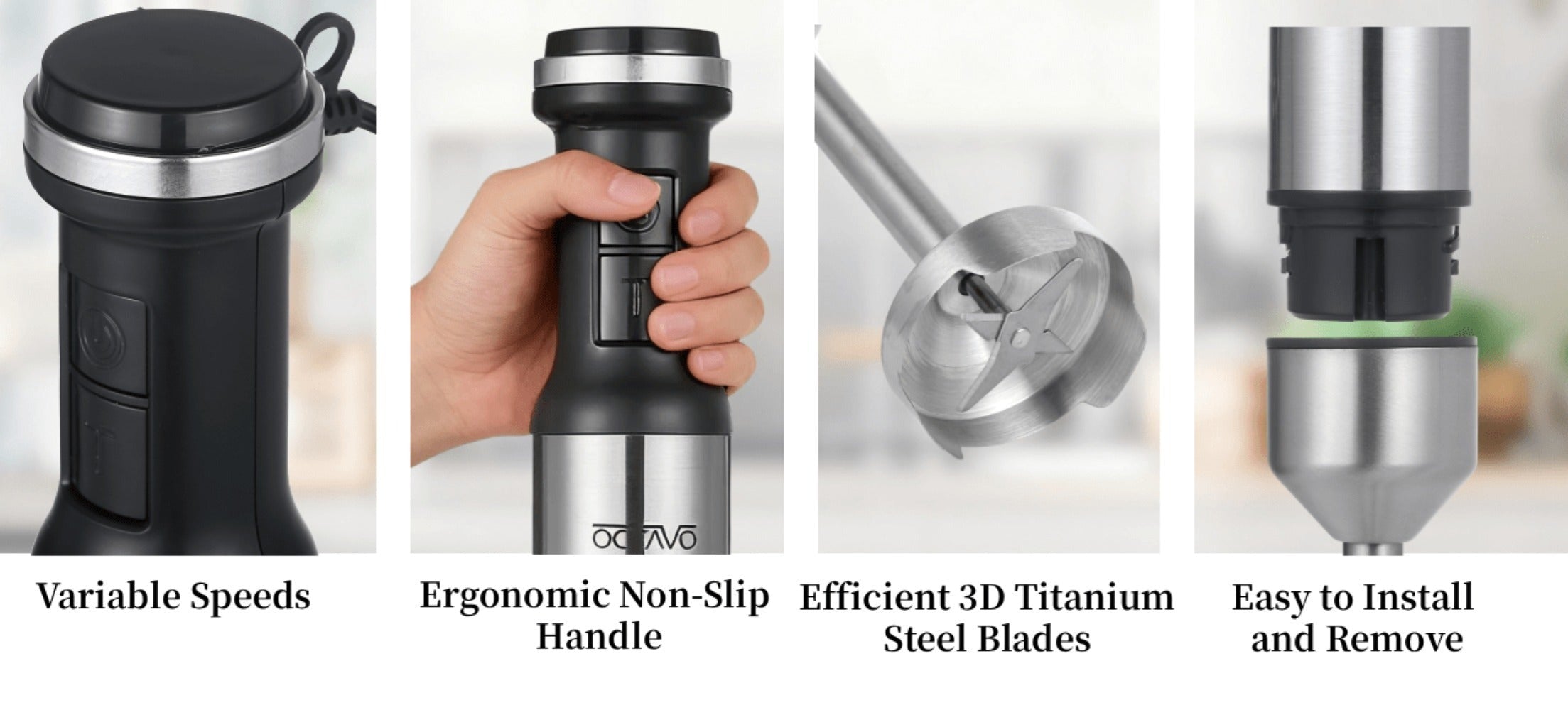 800W Immersion Hand Blender 5-in-1 Set ¨C Stainless Steel Stick Mixer with Whisk, Frother, 1000ml Cup & 450ml Food Chopper for Smoothies, Soup & More