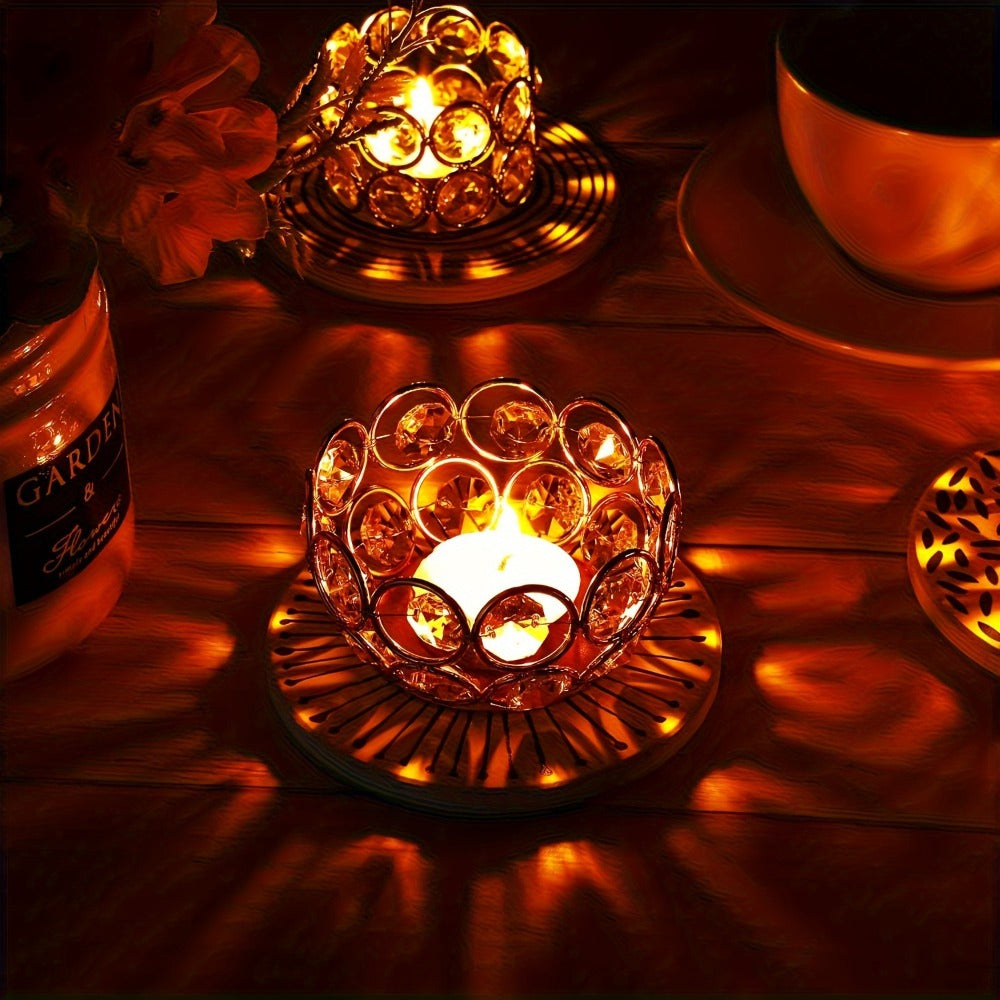Tea Light Candle Holders Set of 20 ¨C Crystal Bowl Votive Holders for Wedding Centerpiece, Dining Table, Home Decor & Party ¨C Gold & Silver Glass Tealight Cups