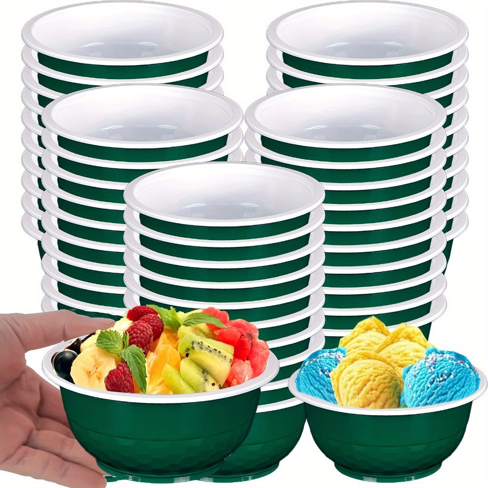 Plastic Bowls 120 Pack 13oz Disposable Serving Bowls with Football Print for Party Wedding Picnic BBQ Ice Cream Salad Snack Soup Red Yellow Green