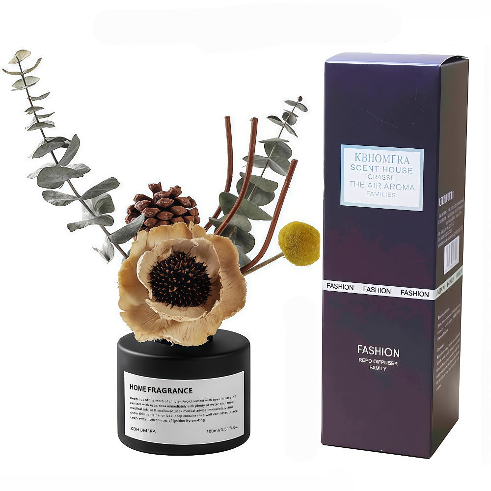 Reed Diffuser Set with Dried Flowers ¨C Jasmine, Cedar, Sandalwood & Gardenia Scents, 120ml 90-Day Long-Lasting Home Fragrance