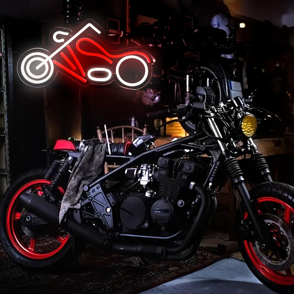 Motorcycle Neon Sign LED Wall Light USB Dimmable, Garage Decor Neon Light for Man Cave Car Room Repair Shop Workshop, Wall Mounted Logo Decoration Light 16.1¡± x 8.6¡±