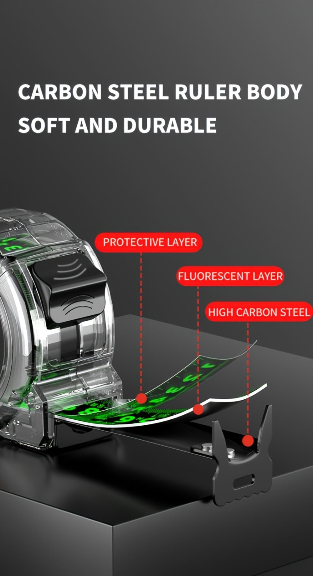 Steel Tape Measure Heavy Duty Fluorescent Anti-Drop Durable Measuring Tape 5M 7M 10M with Wide Blade for Home Construction Woodworking DIY