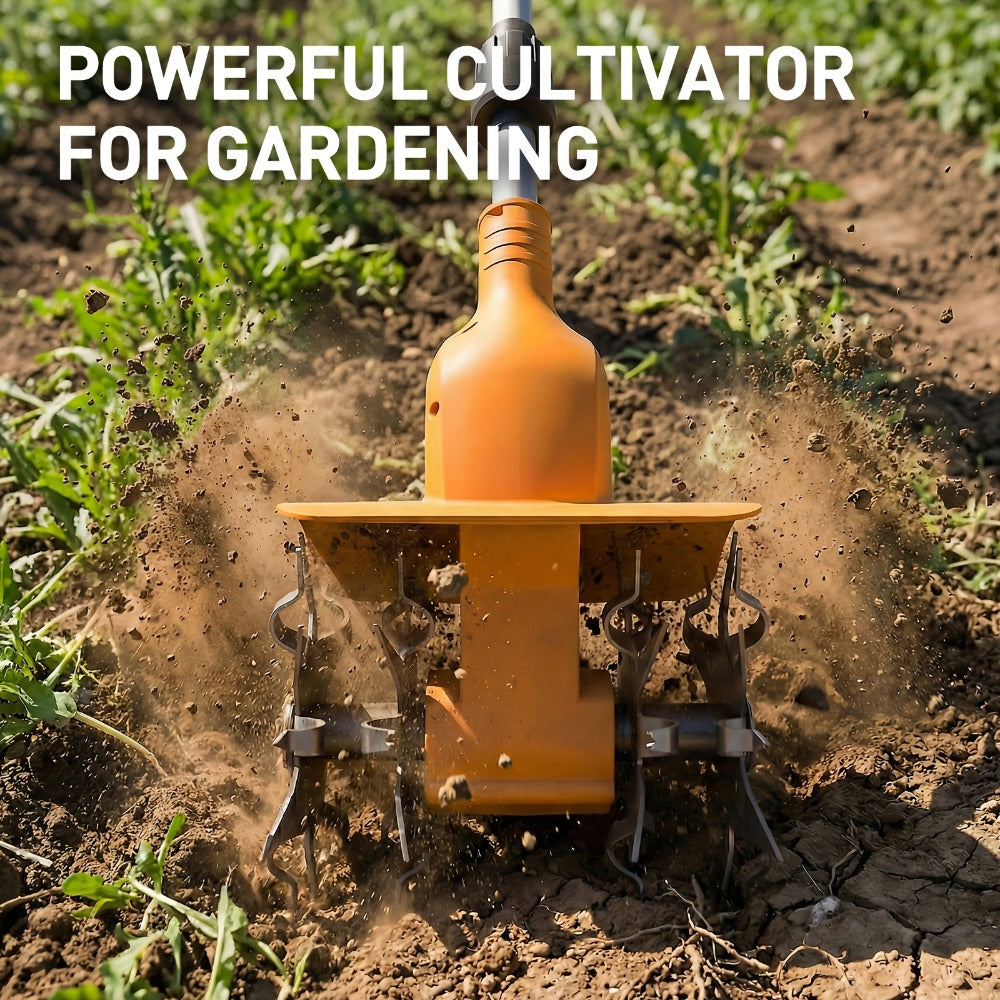 Electric Tiller Cultivator Cordless 20V Battery Powered - 8.6 Inch Tilling Width, Adjustable Ergonomic Handle, Garden Bed & Farm Soil Breaker, Available in Small/Large with 1 or 2 Batteries Included