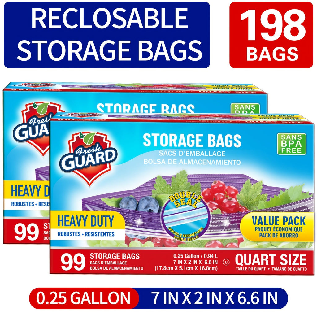 Freezer Storage Bags Resealable ¨C Sturdy Bulk Food Storage Bags with Easy-Open Tabs for Freezer & Refrigerator ¨C 0.25 Gallon, 1 Gallon & 2 Gallon for Fruits, Vegetables, Meats & Meal Prep