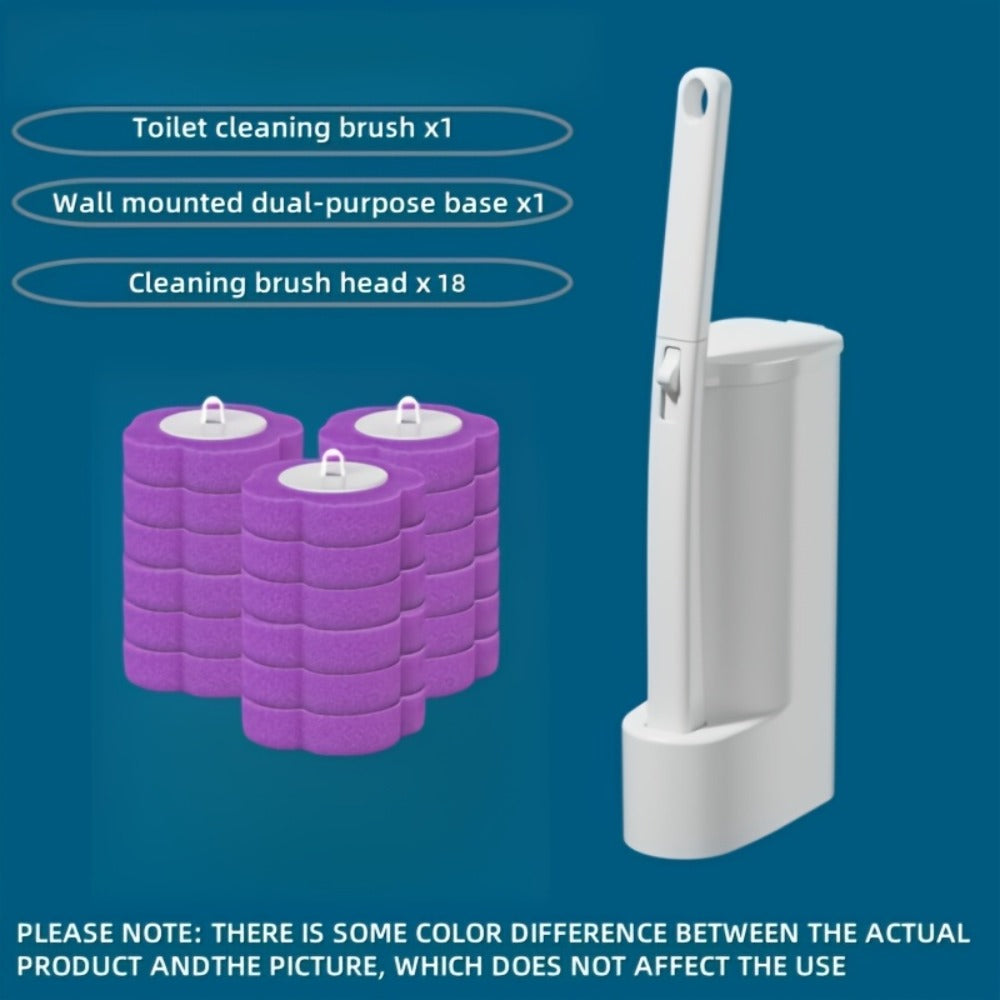 Disposable Toilet Brush Set with Replacement Heads ¨C Hygienic No-Touch Bathroom Cleaning Brush with Stand Easy Install