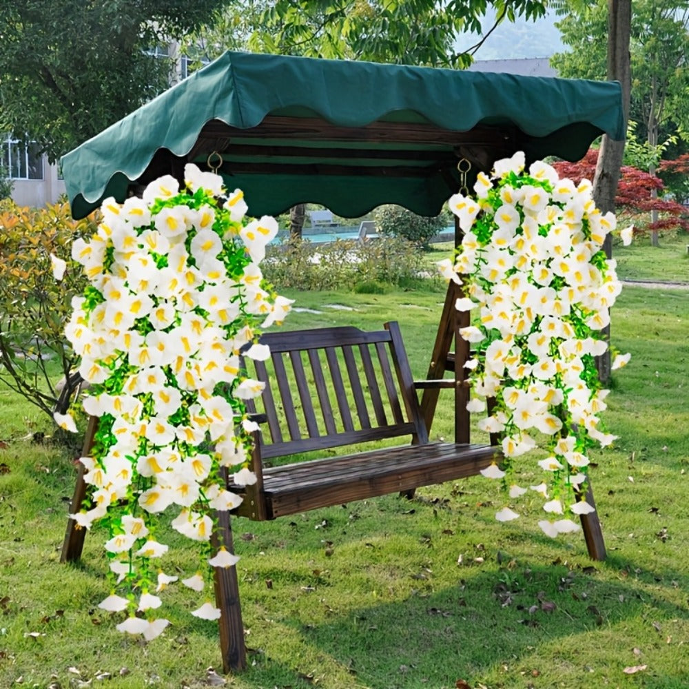 Artificial Flowers Outdoor UV Resistant 4 Bundles Hanging Morning Glory Fake Flowers for Porch Window Box Garden Home Decor Thanksgiving Christmas
