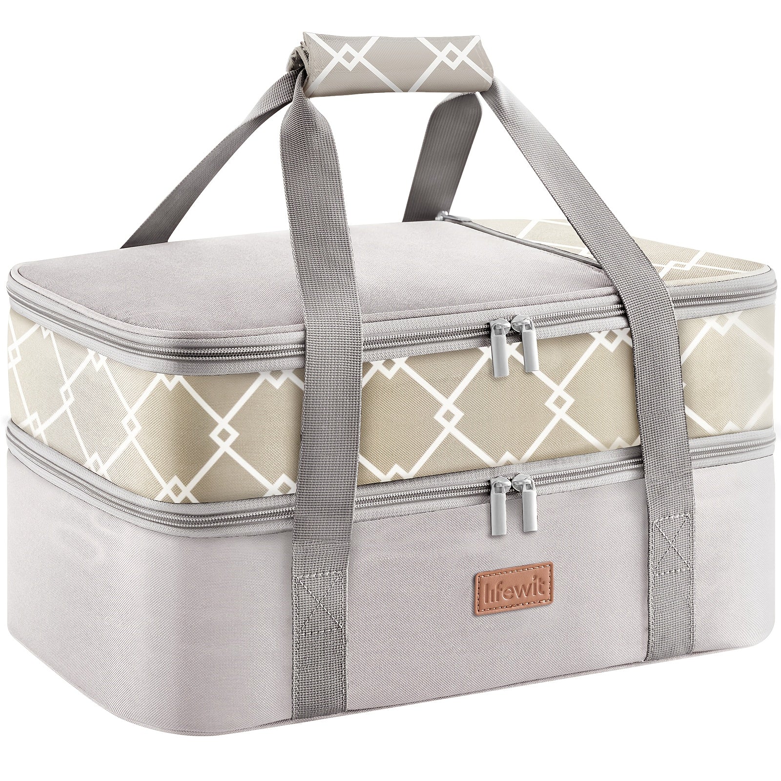 Insulated Casserole Carrier for Hot or Cold Food - Casserole Dish Carrying Case with Leak Proof Aluminum Foil Lining Fits 9x13 Baking Dish, Portable Food Warmer Bag for Potluck Picnic Cookout and Party, Single or Double Decker in 5 Colors