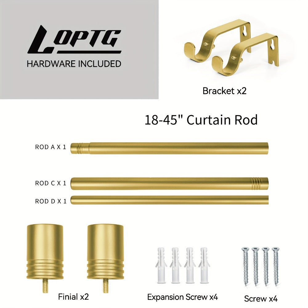 Adjustable Curtain Rods for Windows 1 Inch Diameter ¨C Modern Decorative Drapery Rod with End Finials, 18¡±-45¡± to 36¡±-120¡± | Black, Brushed Nickel & Gold Finish